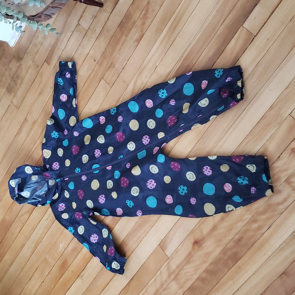 GEORGE NWOT Girls 5T  RainSuit Shell - Unlined Happy Face Emoji/Polka Dots